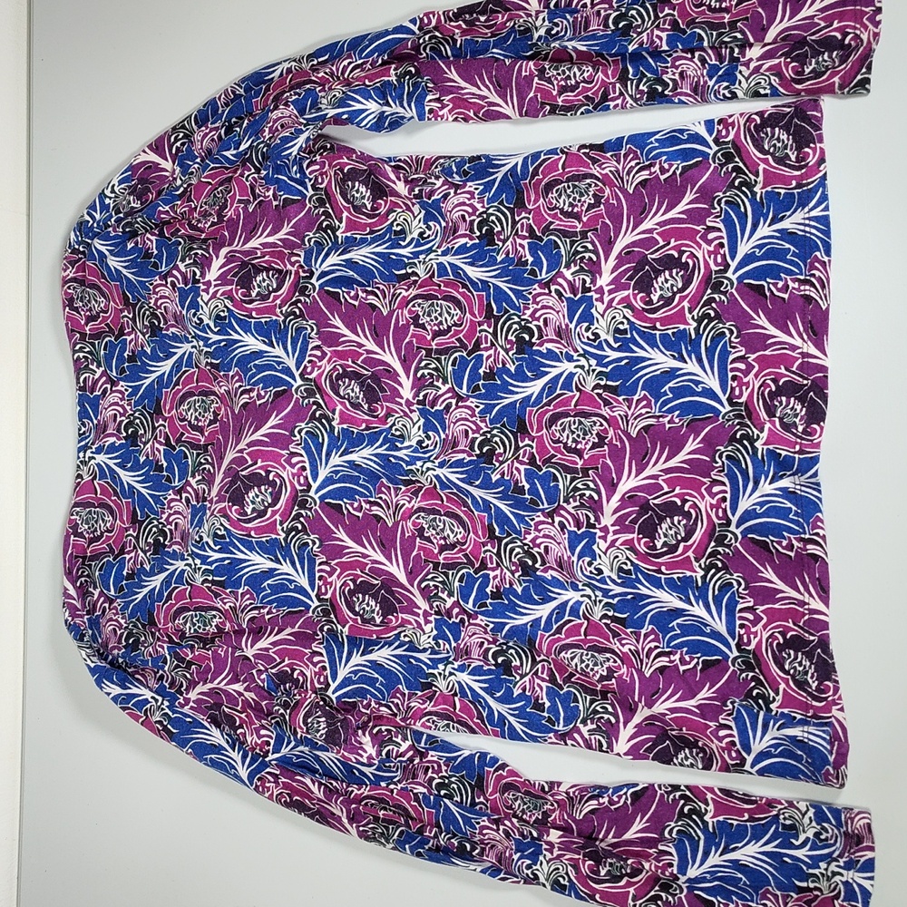 Talbots purple blue floral print long sleeve tee top S - Picture 4 of 6
